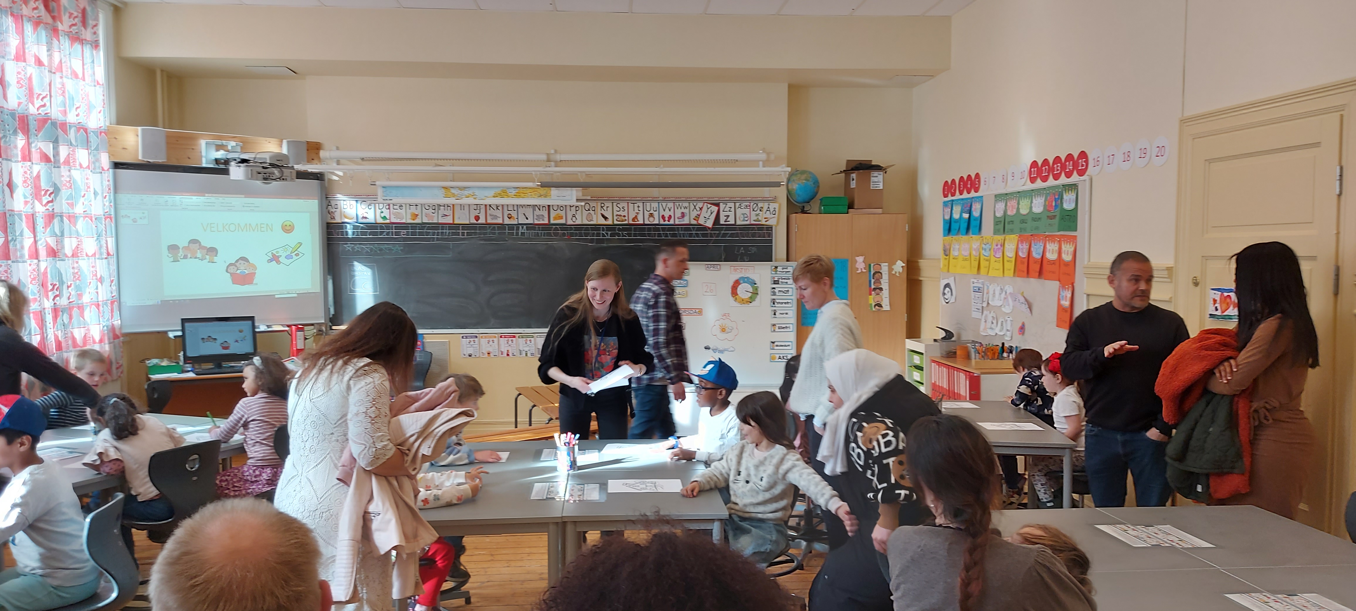 I klasserommet prøvde vi en undervisningstime
